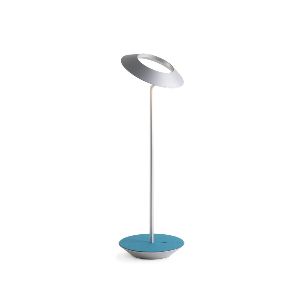 Koncept Lighting RYO-SW-SIL-AZF-DSK Royyo LED Desk Lamp, Silver body, Azure Felt base plate